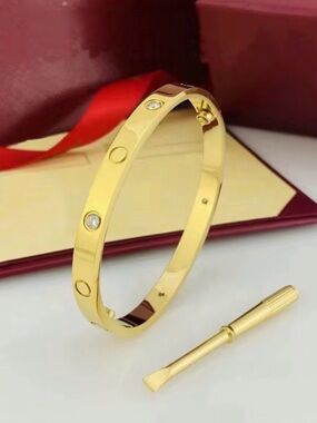 Gold-Tone Crystal Accent Women's Bangle Bracelet